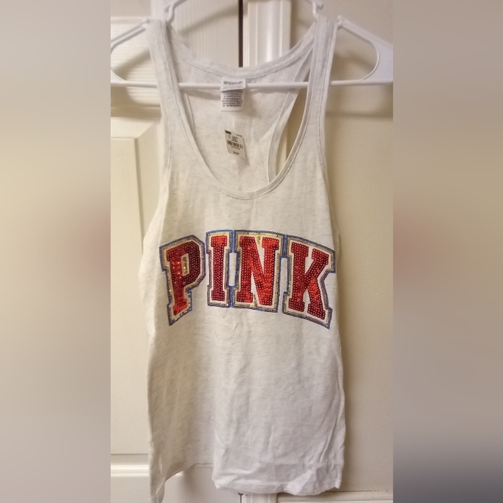 (H) VS Pink Red, White & Bling Tank ✨